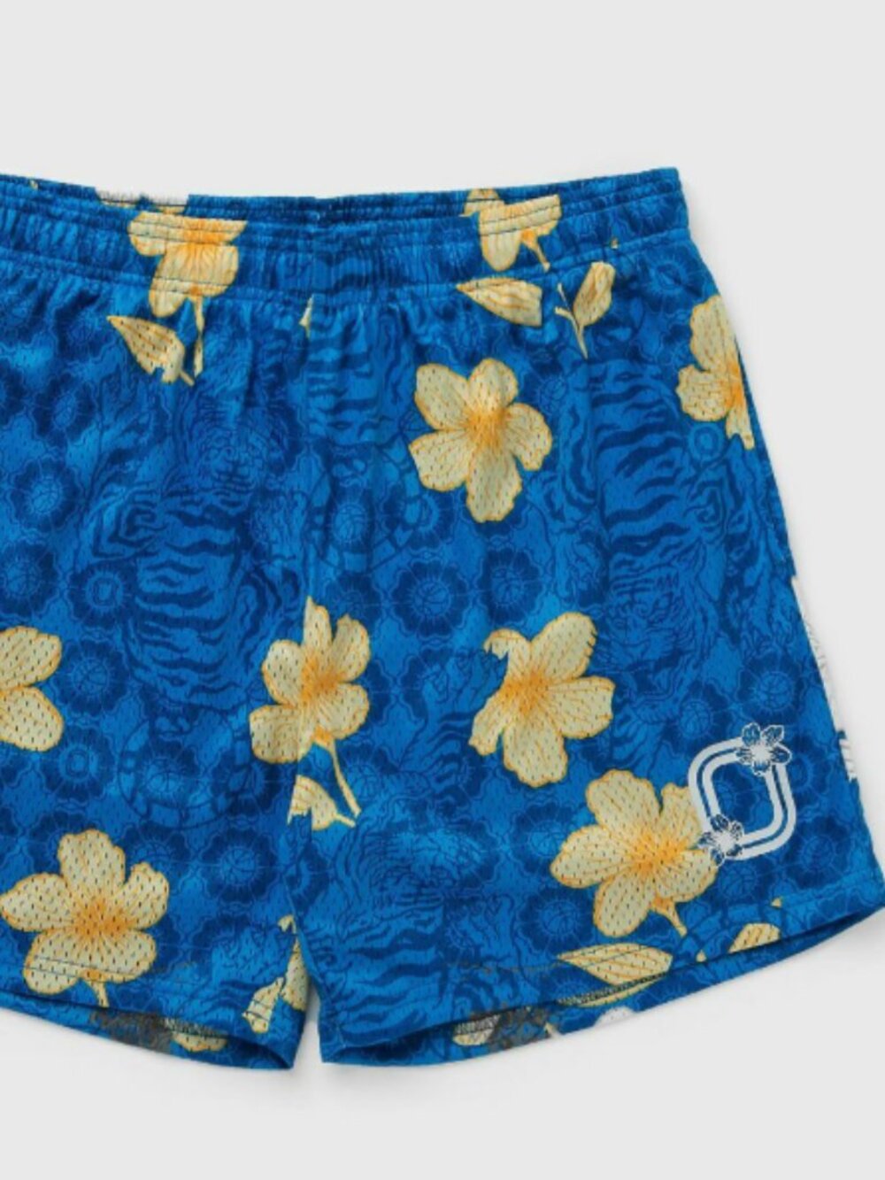 Overtime Paradise Blue Floral Athletic Basketball Shorts, size large